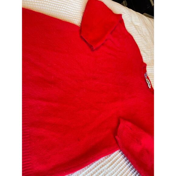 VTG Rafaella Red Angora Lambs Wool Blend Fuzzy Crew Neck Long Sleeve Sweater Med - Picture 12 of 15